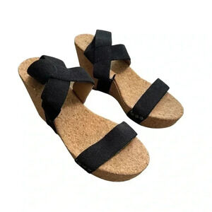 Lucky Brand Maxyne Cork Wedge Sandals Size 7.5